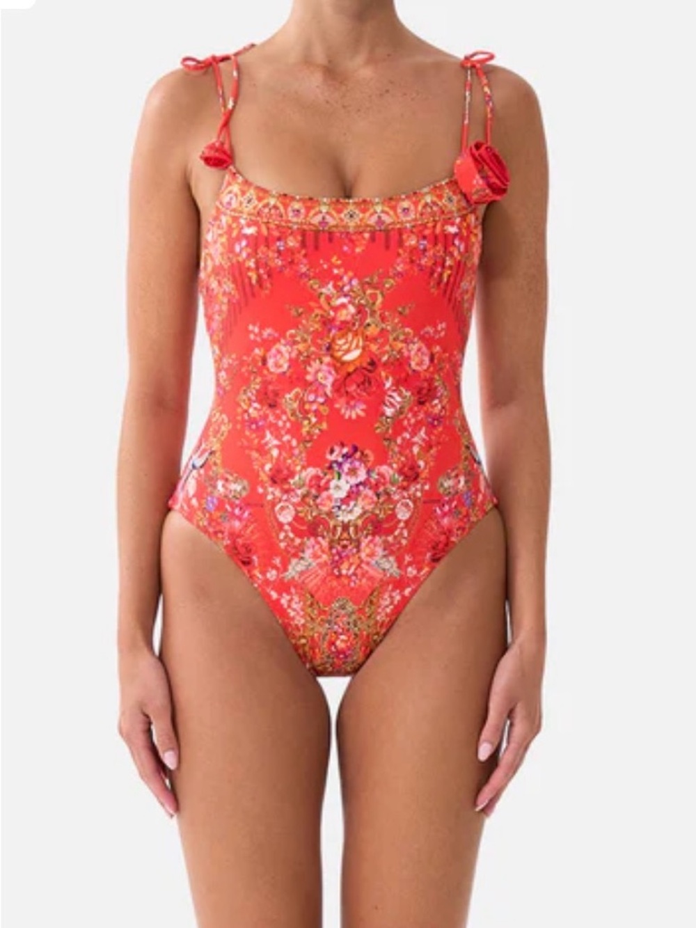 Camilla Coral Floral Tie-Shoulder One-Piece Swimsuit